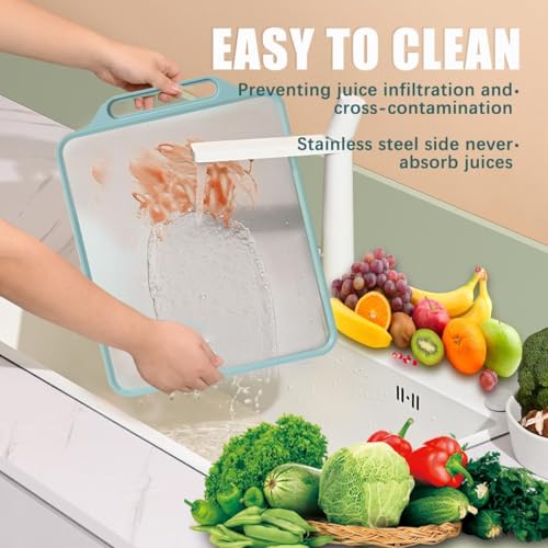 CPENSUS Dual Side Stainless Steel Chopping Board Large for Vegetable Kitchen Non Slip Heavy Duty Toxic Free Titanium Board 40 x 30 cm - Image 4