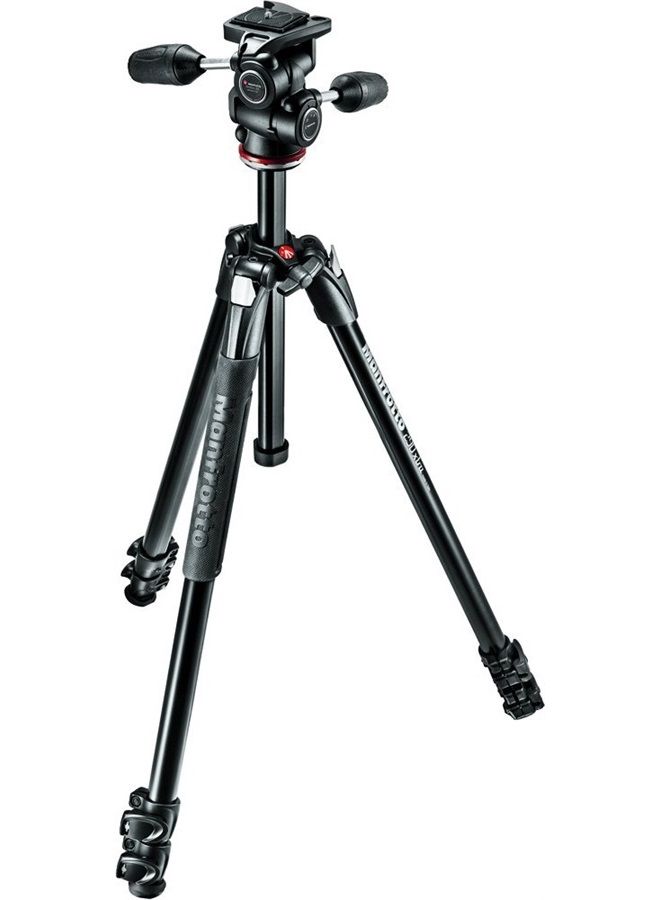 Manfrotto حامل ثلاثي 290 Xtra من الألمنيوم 3 أقسام مع رأس ثلاثي الاتجاهات (MK290XTA3-3WUS) ، أسود - Image 1