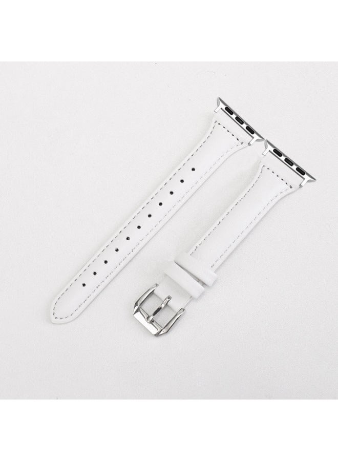 MSSM Suitable For Iwatch Strap 4/5/6/7/8ultra Apple First Layer Leather Small Man Waist Strap Slim Thin Leather - Image 1