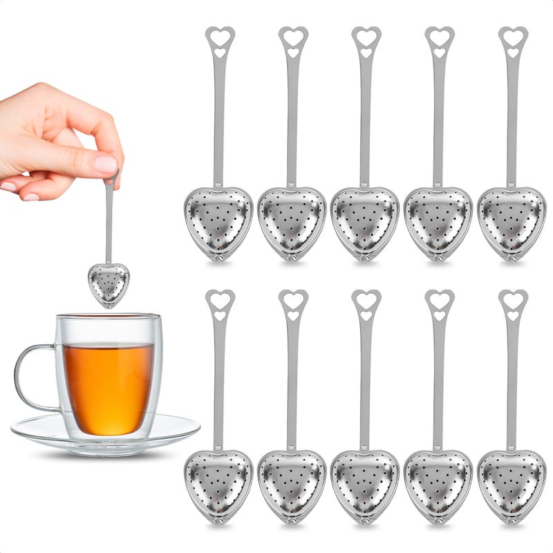 KETAR 10Pcs Tea Strainers For Loose Tea Spoon - Heart Tea Steeper Tea Filter Fine Mesh Strainer Stainless Steel Tea Diffuser Tea Infuser Spoon - Loose Tea Steeper Tea Infuser For Loose Leaf Tea Strainer - Image 1