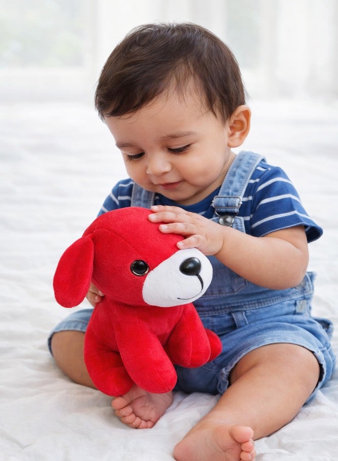 Adhigams Dog Soft Toy for Kids | Ultra Soft, Skin-Friendly Plush Toy | Stuffed Animal Toy for Baby Boys & Girls | Washable & Cuddly Cotton Soft Toy for Nursery,Decor,Birthday Gift (Red) - Image 2