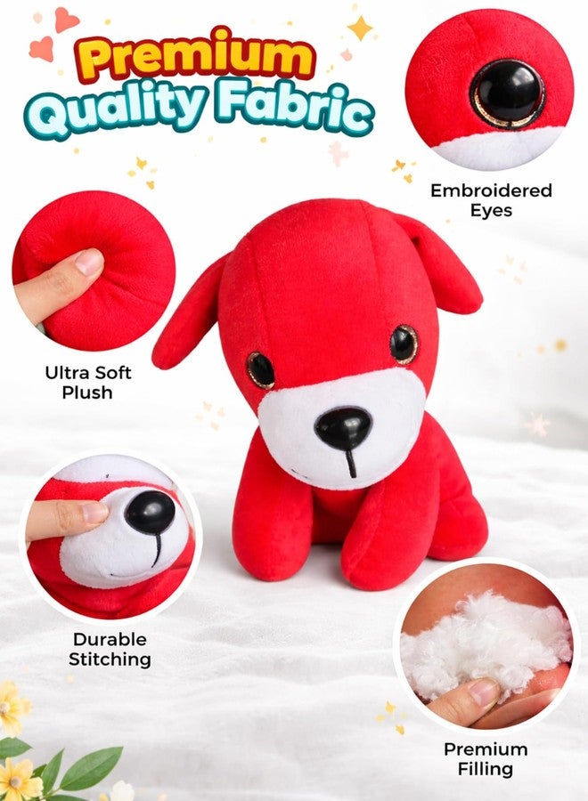 Adhigams Dog Soft Toy for Kids | Ultra Soft, Skin-Friendly Plush Toy | Stuffed Animal Toy for Baby Boys & Girls | Washable & Cuddly Cotton Soft Toy for Nursery,Decor,Birthday Gift (Red) - Image 4