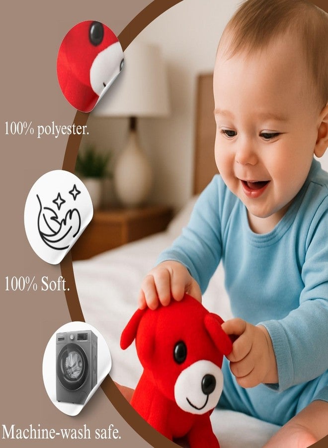 Adhigams Dog Soft Toy for Kids | Ultra Soft, Skin-Friendly Plush Toy | Stuffed Animal Toy for Baby Boys & Girls | Washable & Cuddly Cotton Soft Toy for Nursery,Decor,Birthday Gift (Red) - Image 3