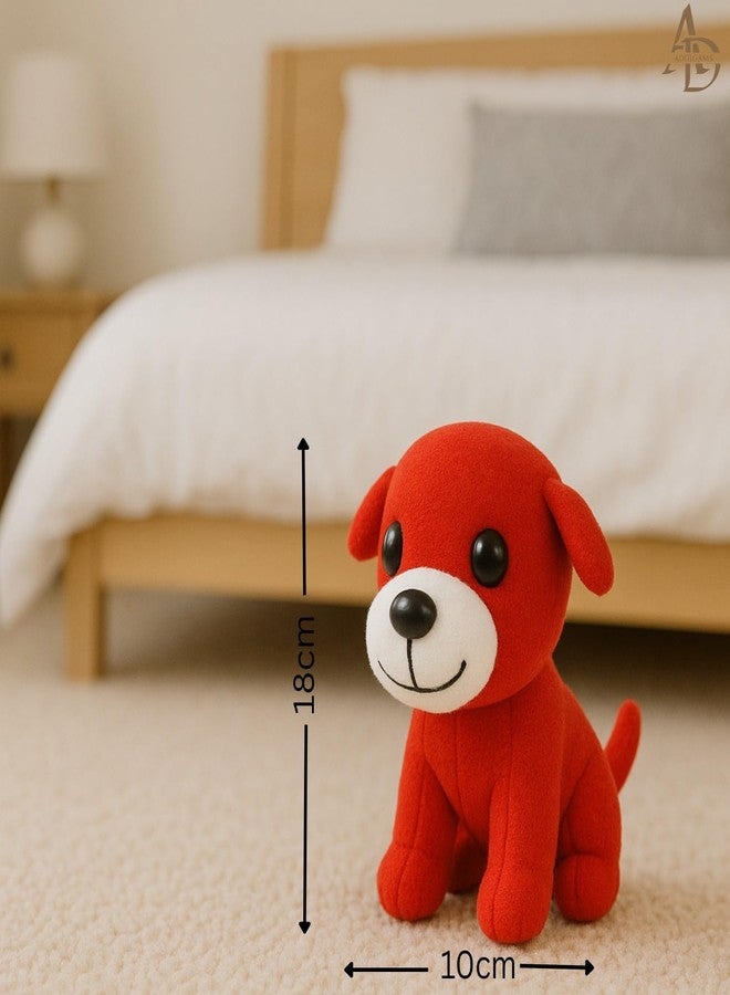 Adhigams Dog Soft Toy for Kids | Ultra Soft, Skin-Friendly Plush Toy | Stuffed Animal Toy for Baby Boys & Girls | Washable & Cuddly Cotton Soft Toy for Nursery,Decor,Birthday Gift (Red) - Image 5