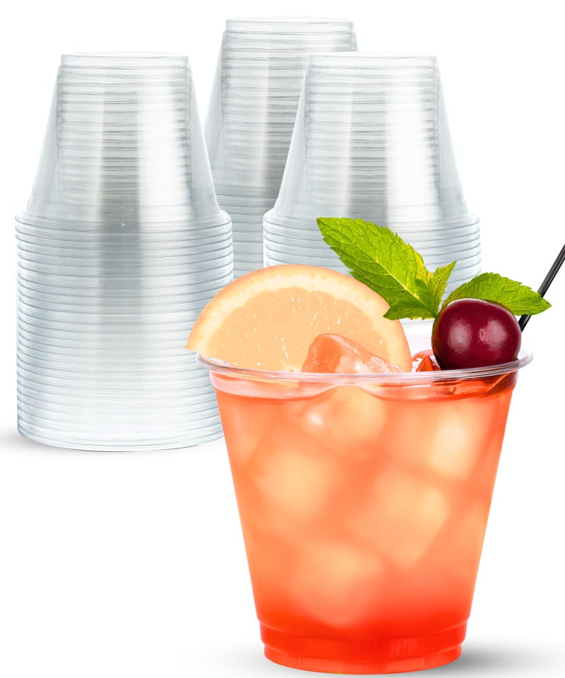 Cappatua 9 oz Clear Plastic Cups, 40 Pack 9oz Plastic Cocktail Party Cups, Disposable Wine Glasses Small Drinking Cup for Wedding, Punch Cup, Reusable Food Safe - Image 1