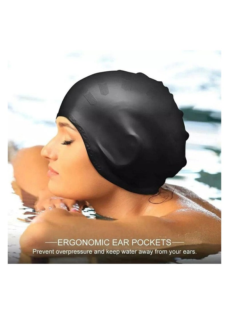SportQ SportQ Premium Ears Cover Up Ears Soft Silicone Swim Caps Swim Caps for Long Hair Comfortable 3D Design for Men Women  - Image 5