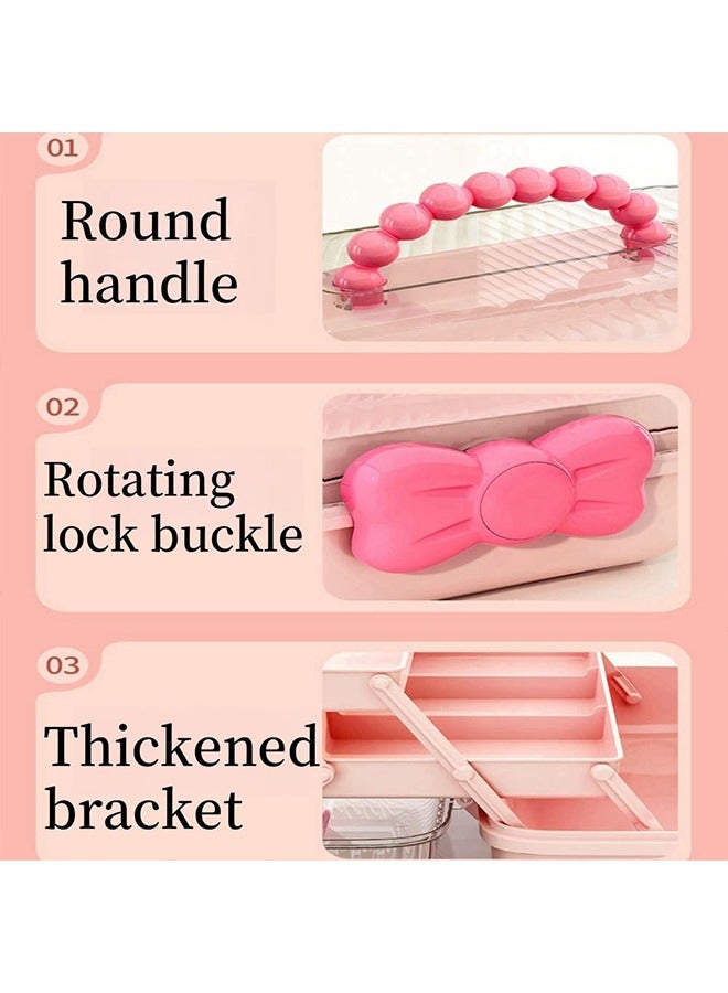 meayul Hair Accessories Storage Box with Lid,Plastic Cosmetics Kids' Jewelry Storage Box with Expandable Tray and Handle, Hair Clips Container Headbands Organizer for Girls Portable Headbands Holder  - Image 4