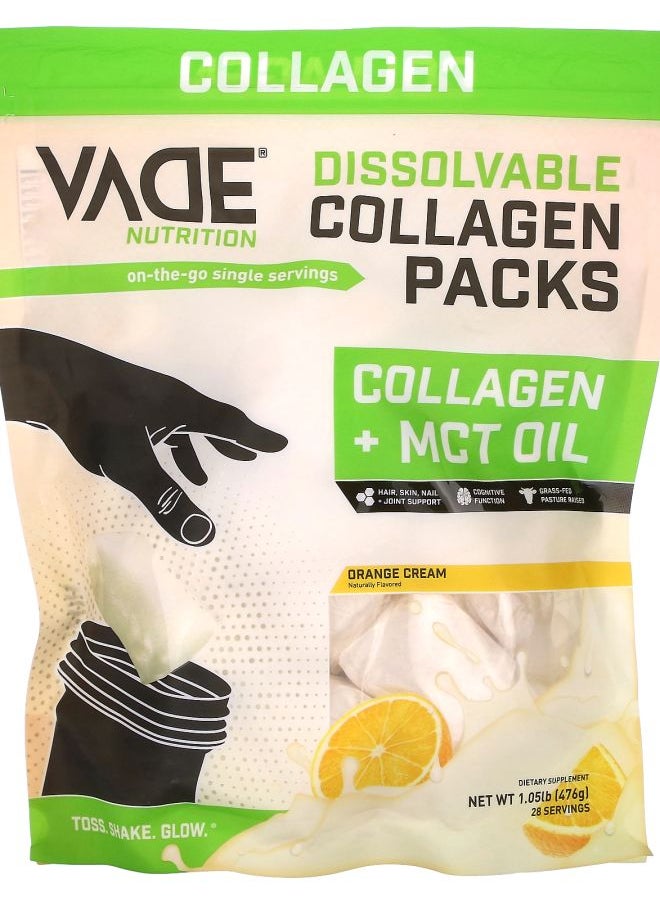Vade Nutrition Dissolvable Collagen Packs Collagen + MCT Oil Orange Cream 1.05 lb (476 g) 