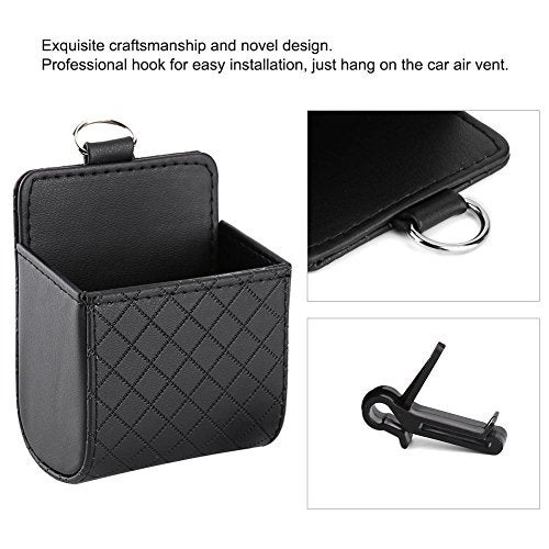 Styxon Universal Car Air Vent Organizer, Car Mobile Phone Storage Bag, Bag Organisers Air Vent Coin Key Case Sunglasses Organizer Pocket with Hook (Black) - Image 3