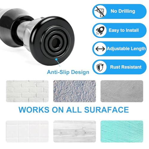 Ginbel Direct 2 Pack Tension Curtain Rod 15.7-28 Inch, Small Short Adjustable Extendable Spring Loaded Rods for Windows Cabinet Blinds Closet Bedroom Kitchen Bathroom Door No Drilling, Black - Image 4