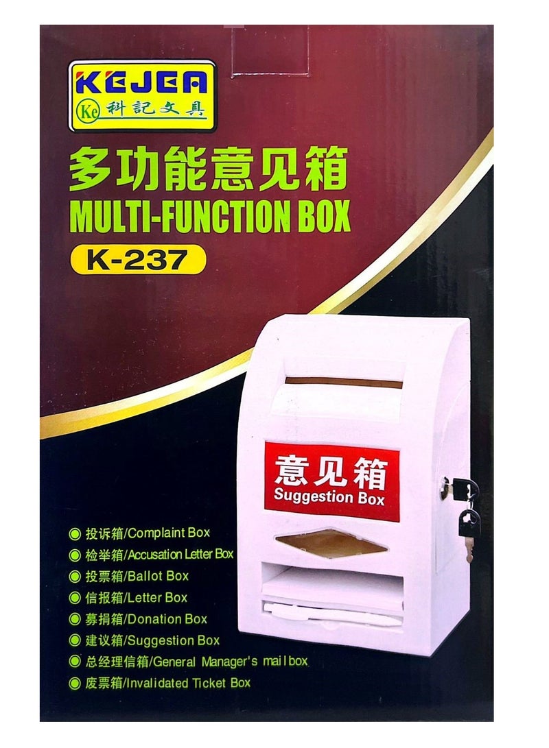Suggestion Box Lockable Wall Mount Charity Donation Boxes Desk Comment Ballot Box with Lock/Clear Window/Writing Small Size - Image 1
