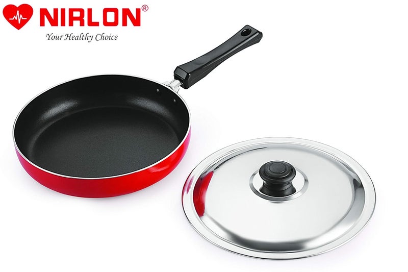 Nirlon Non Stick PFOA Free, Non-Toxic, Food Grade Quality Aluminium Fry Pan/Frying Pan/Pasta Pan 24cm Diameter with Steel Lid LPG Stove Compatible Only(26mm_Classic_FP12) - Image 5
