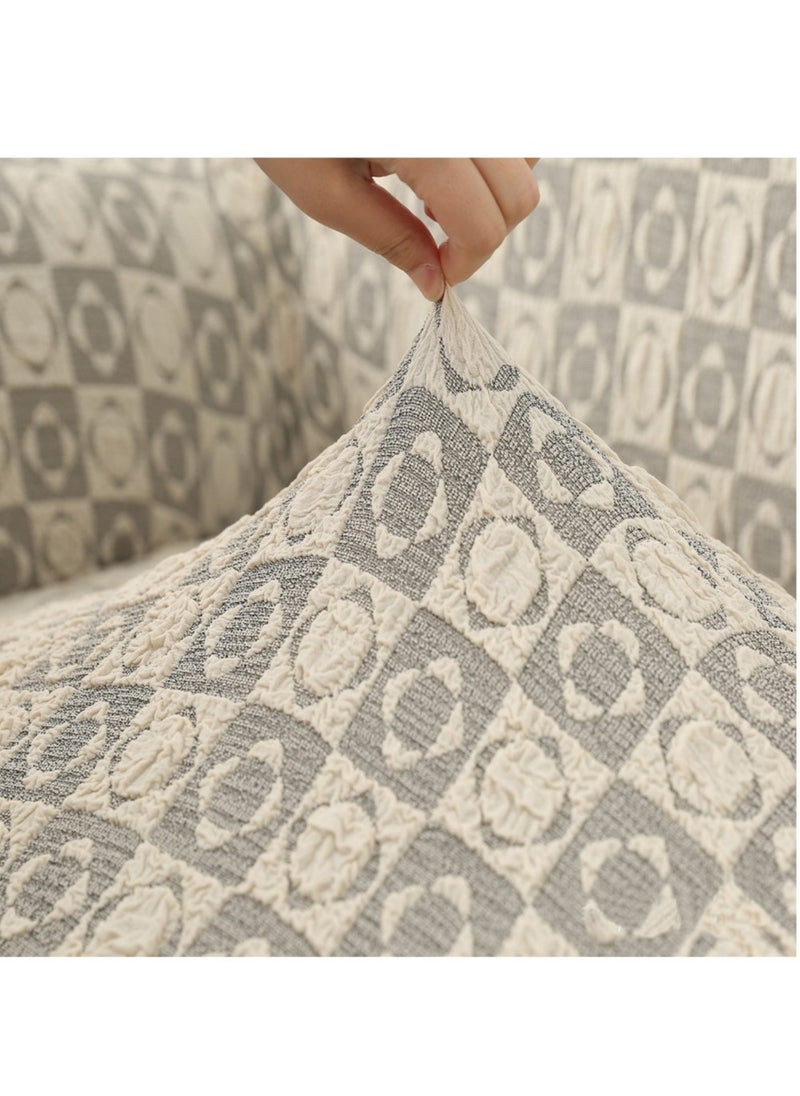 EVORY HOME Sofa Cover Jacquard 4-Pieces Set of 7-Seater (3+2+1+1) Super Stretchable Anti-Wrinkle Slip Resistant Furniture Protector  - Image 4