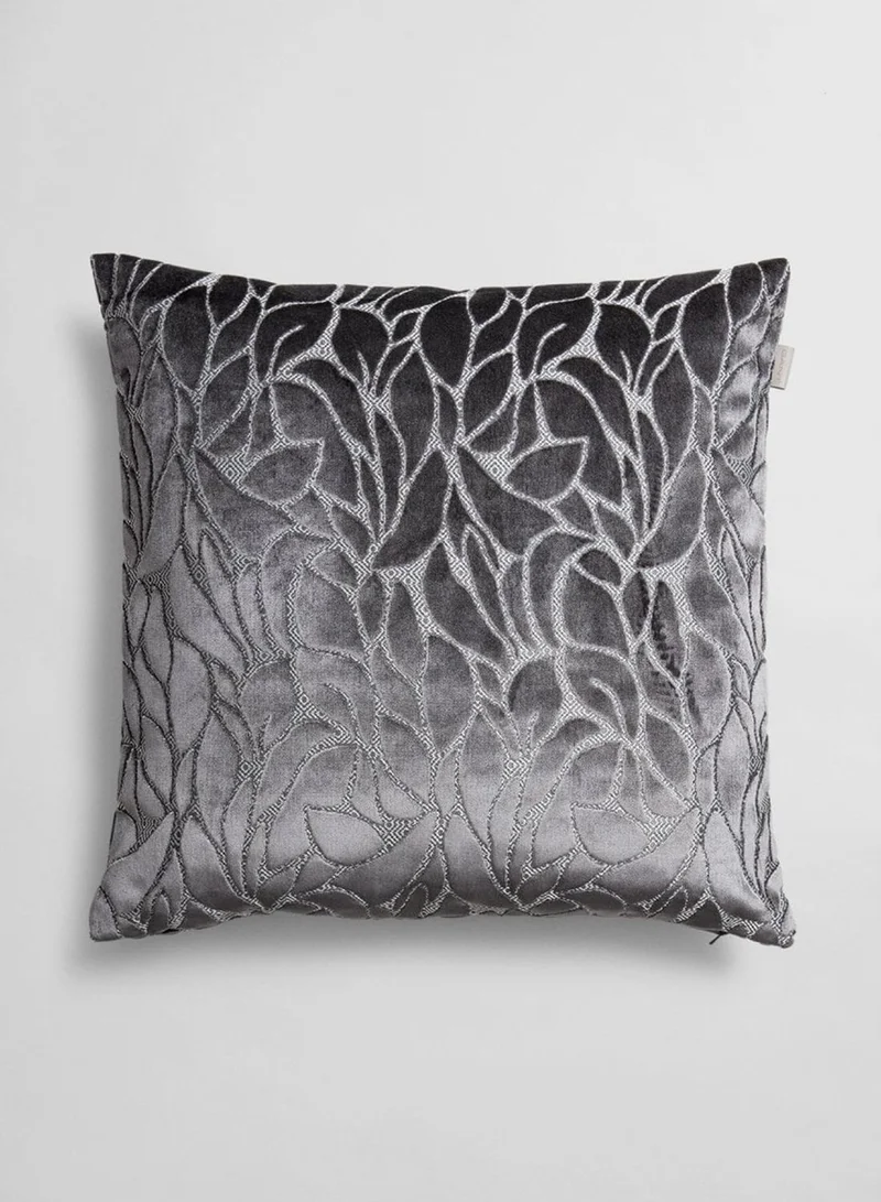 GANT Square Grey Velvet Leaf Cushion Cover 50X50Cm