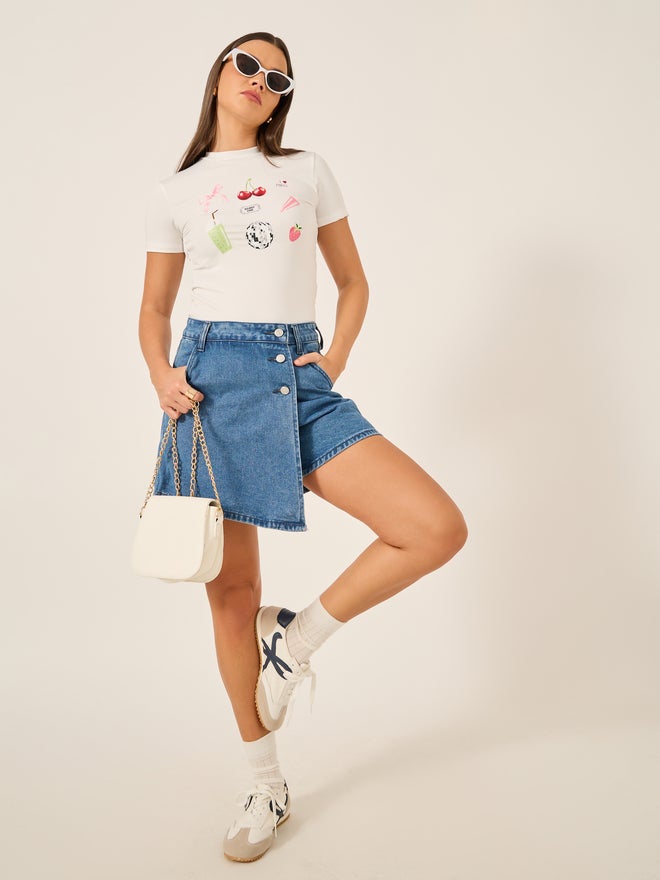 ستايلي سكورت جينز غير متماثل بحزام من ستايلي - Image 1