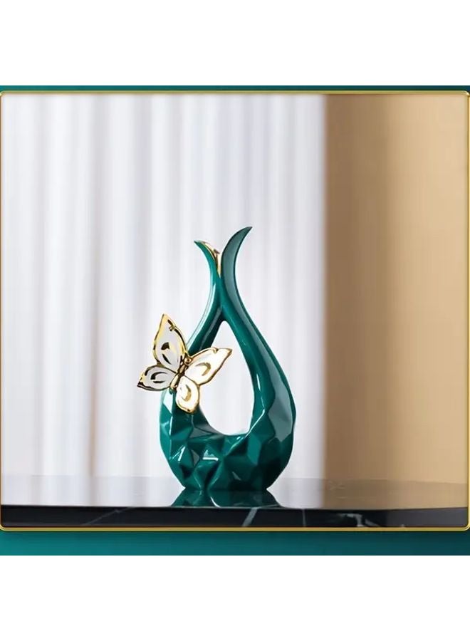 Small Contemporary Ceramic Vase Set With 3D Butterfly Design Modern Geometric Bud Vases - Image 3