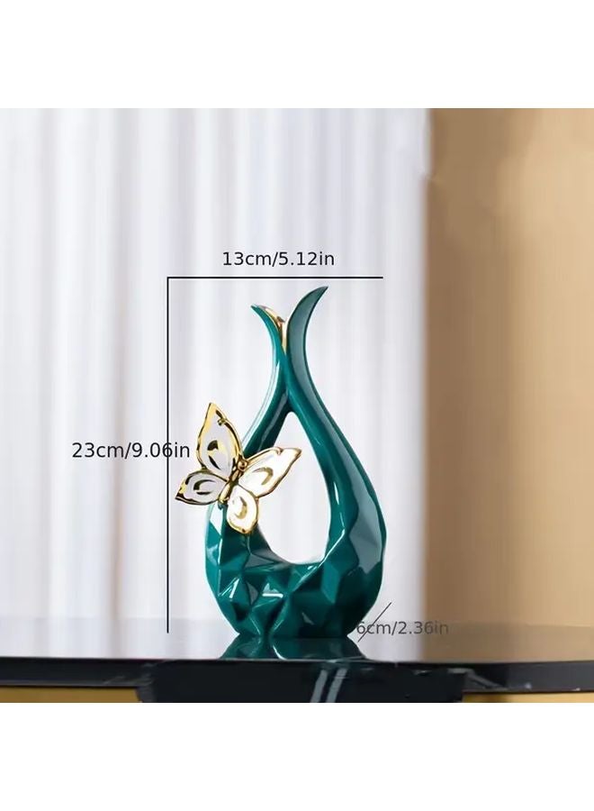 Small Contemporary Ceramic Vase Set With 3D Butterfly Design Modern Geometric Bud Vases - Image 4