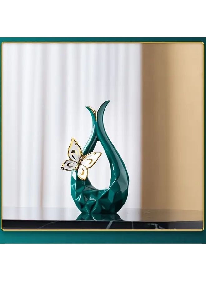 Small Contemporary Ceramic Vase Set With 3D Butterfly Design Modern Geometric Bud Vases - Image 1