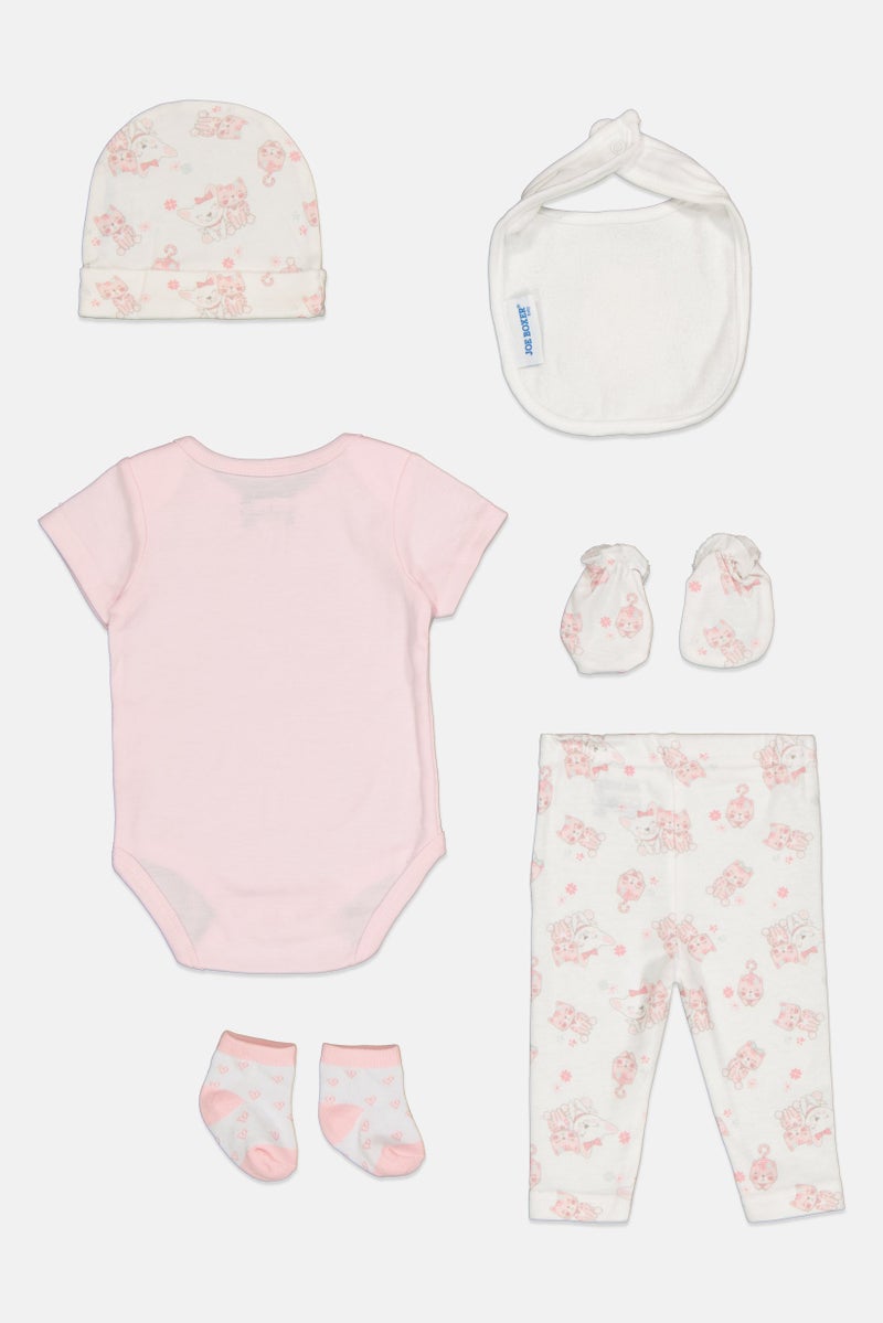 Joe Boxer Toddlers Girl 6 Pieces Baby Essentials Bodysuit And Pants Set, Multicolor - Image 3