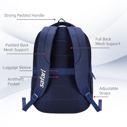 Safari Saga 32L Laptop Backpack Bag for Men and Women, Ideal for Office/School/College Boys and Girls, 2 Compartment Backpack with Front Pocket, Organizer & Bottle Holder, Color Navy - Image 2
