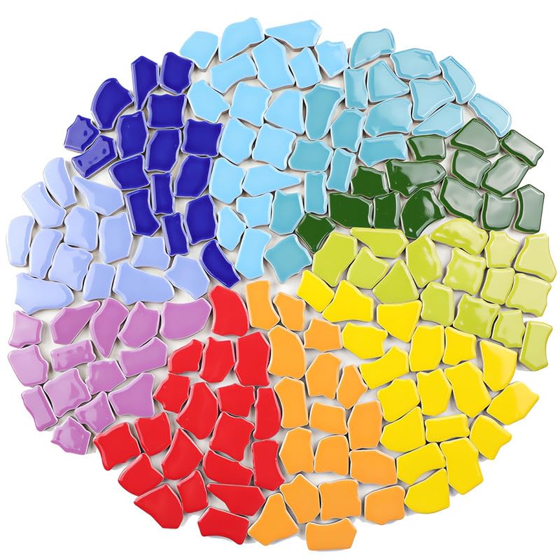 PINUO&KE PINUOKE 099 lb Glue Down Irregular Ceramics Mosaic Tile Adult Children Handmade Ceramics Craft for Outdoor Bathroom Kitchen Home Decoration DIY Art ProjectsWhite - Image 3