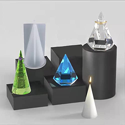 metulip 4 Pcs Ring Cone Resin Mold, Ring Holder Molds Ring Cone Pyramid Silicone Molds for Resin Casting DIY Ring Jewelry Display Stand Wedding Decor Gifts - Image 4