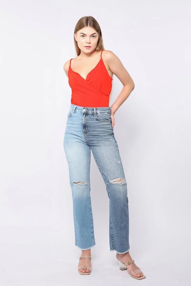 Banny Jeans Women's Series Ripped Double Washed Jeans
