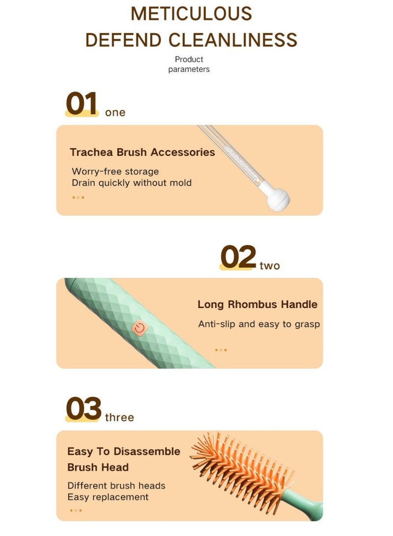 WALALLA Electric Silicone Bottle Brush, Rechargeable Baby Bottle Brush Set, Waterproof Bottle Cleaning Brush, Nipple Brush, Straw Cleaner Brush, Travel Baby Essentials Set with 360° Rotating Head - Image 2