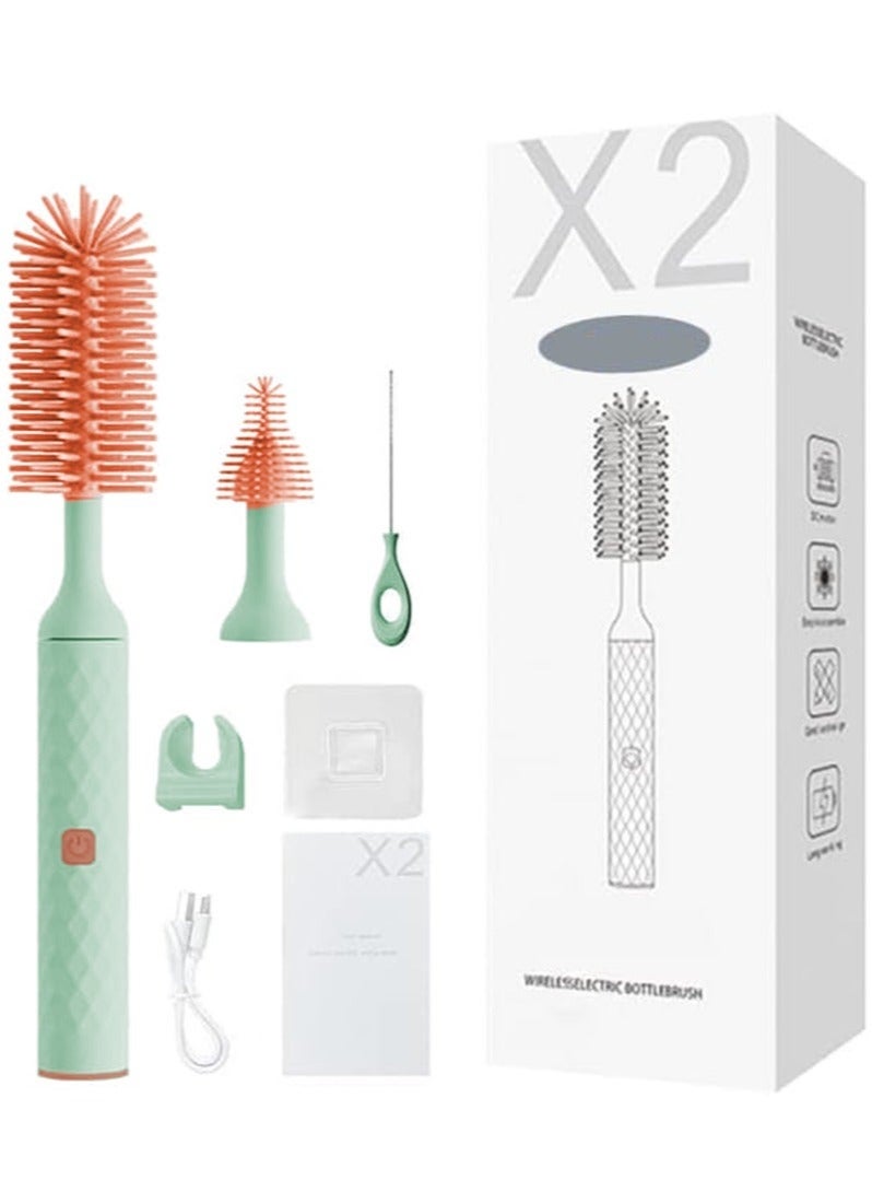 WALALLA Electric Silicone Bottle Brush, Rechargeable Baby Bottle Brush Set, Waterproof Bottle Cleaning Brush, Nipple Brush, Straw Cleaner Brush, Travel Baby Essentials Set with 360° Rotating Head - Image 1