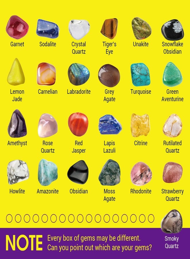 XXTOYS Rocks Collection 25PCS Rock and Mineral Education Set Gemstones for Kids Geology Gem Kit with Healing Chakra Gemstones, Tumbled Stones and More Identification Guide STEM Science Education - Image 4