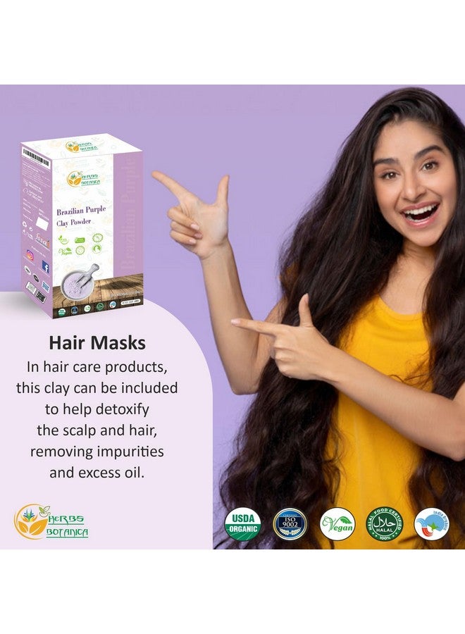 HERBS BOTANICA مسحوق الطين الأرجواني البرازيلي لتنظيف البشرة والشعر جمال طبيعي والعناية بالبشرة طين لصنع الصابون قناع تنظيف الوجه كرات الاستحمام غسول الجسم بحجم 8 أوقيات - Image 4