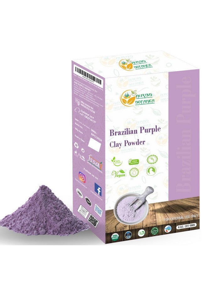HERBS BOTANICA مسحوق الطين الأرجواني البرازيلي لتنظيف البشرة والشعر جمال طبيعي والعناية بالبشرة طين لصنع الصابون قناع تنظيف الوجه كرات الاستحمام غسول الجسم بحجم 8 أوقيات - Image 1