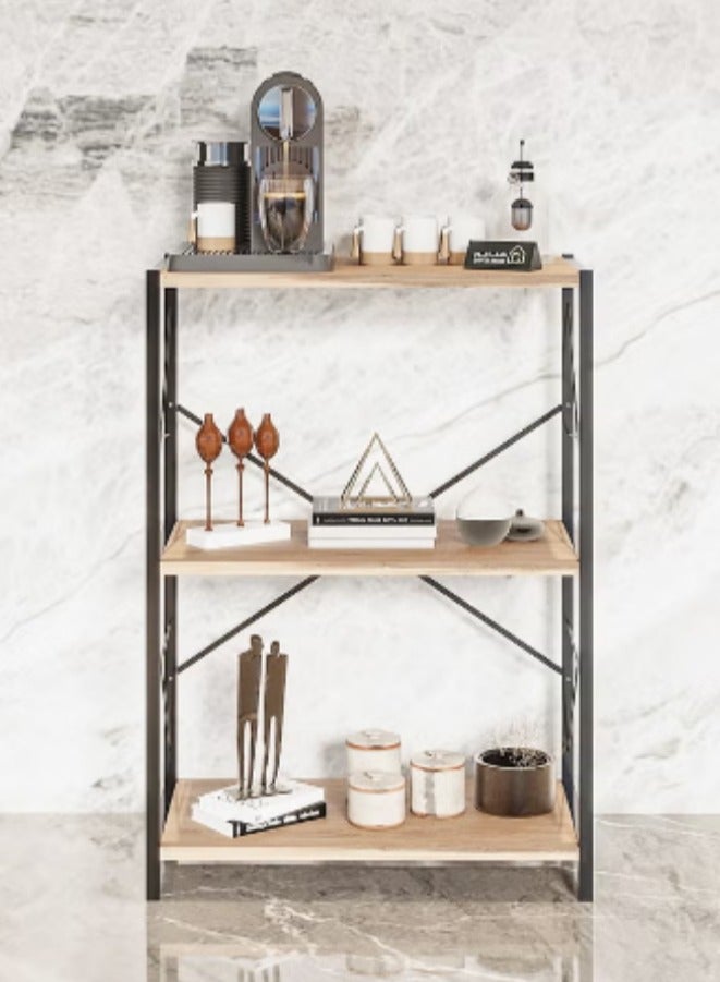 إيه جي دي طاولة مدخل بتصميم عصري، طاولة زاوية قهوة، طاولة جانبية، مكتبة مكونة من 3 رفوف خشبية تلبي جميع احتياجاتك - بني/أسود - Image 4