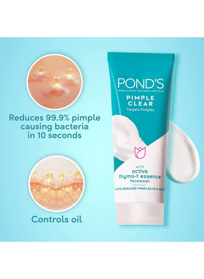 بوندس غسول الوجه POND's Pimple Clear، 100 جرام، لبشرة متوهجة، بتركيبة خلاصة Thymo-T النشطة، يساعد على تقليل ظهور البثور في 3 أيام، غسول الوجه يتحكم في الزيوت ويقلل الرؤوس السوداء - Image 4