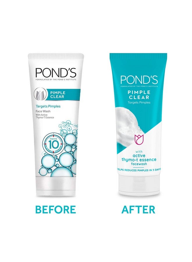 بوندس غسول الوجه POND's Pimple Clear، 100 جرام، لبشرة متوهجة، بتركيبة خلاصة Thymo-T النشطة، يساعد على تقليل ظهور البثور في 3 أيام، غسول الوجه يتحكم في الزيوت ويقلل الرؤوس السوداء - Image 5