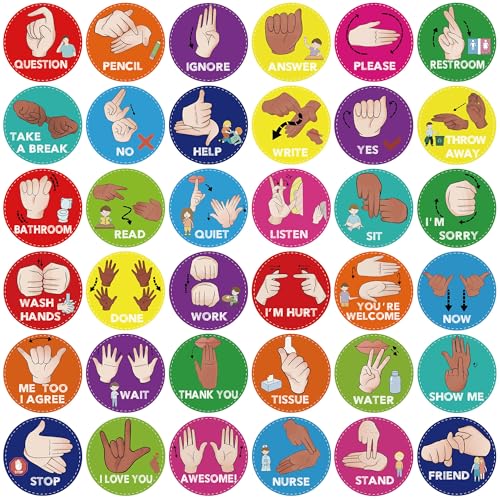 YIYDONG ASL Classroom Hand Signal Cards - 36 Classroom Hand Signal Decor Sign Language Posters for Teachers Students Visual Cues (Bright Color) - Image 2
