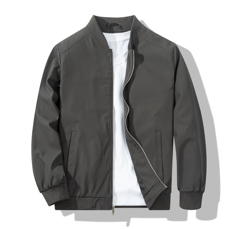 XiaoYouYu Mens Bomber Jacket Fashion Stylish Lightweight Windbreaker Spring Fall Casual Jackets for Men Dark Grey Small