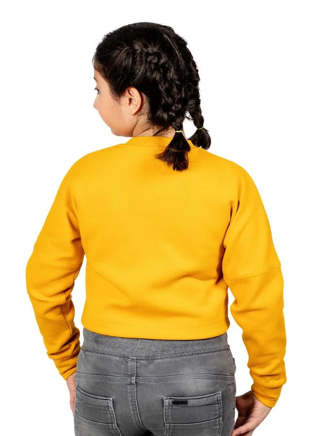 Zaecy Auric Yellow-Night Empyrean Black Girl's Cropped Sweatshirt for Women | Best Price UAE