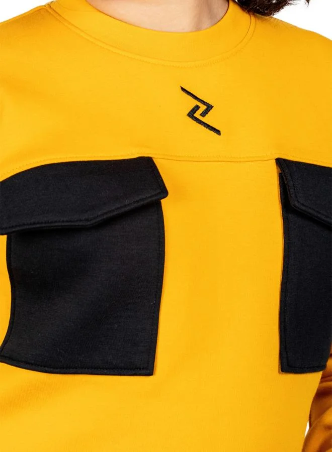 Zaecy Auric Yellow-Night Empyrean Black Girl's Cropped Sweatshirt for Women | Best Price UAE