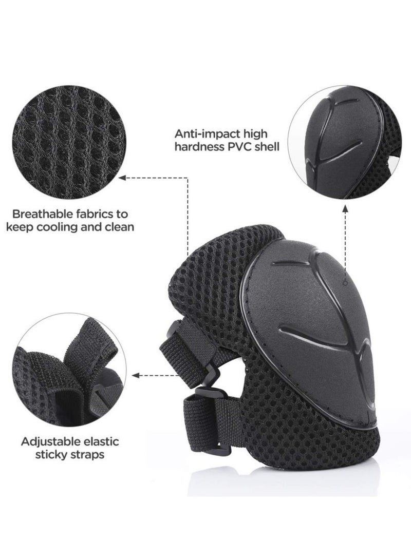 Roller skating protective gear children's helmet set of riding elbow wristband skateboard skates balance bike helmet knee pads 7 pcs - Black - Image 4