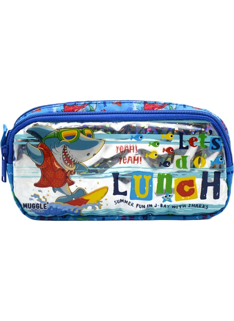 muggle 2 Compartment Cute Shark Pencil Bag BLUE(MU-0082)
