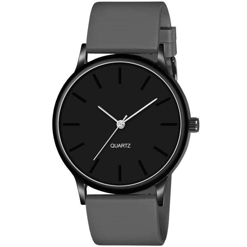 Acnos Men Black Grey Colour Dial with Softest Silicone Colors Strap Analog Wrist Watch - Image 4