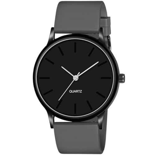 Acnos Men Black Grey Colour Dial with Softest Silicone Colors Strap Analog Wrist Watch - Image 1