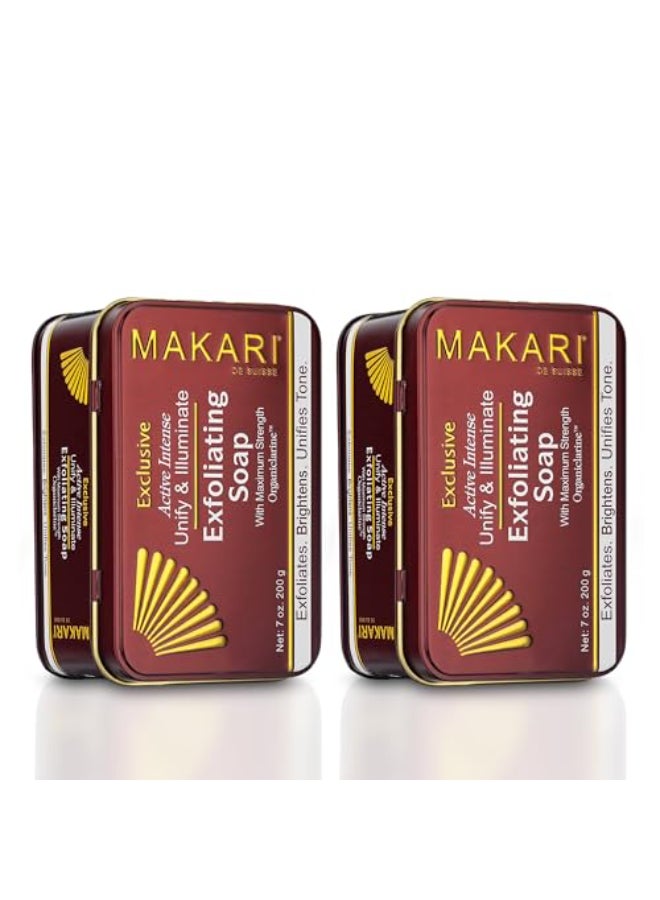 MAKARI Exclusive Active Intense Exfoliating Soap 2Pack 7 oz RadianceBoosting Bar for Uneven Areas Exfoliates Dull Skin Helps Reveal a SmootherLooking Glow - Image 1