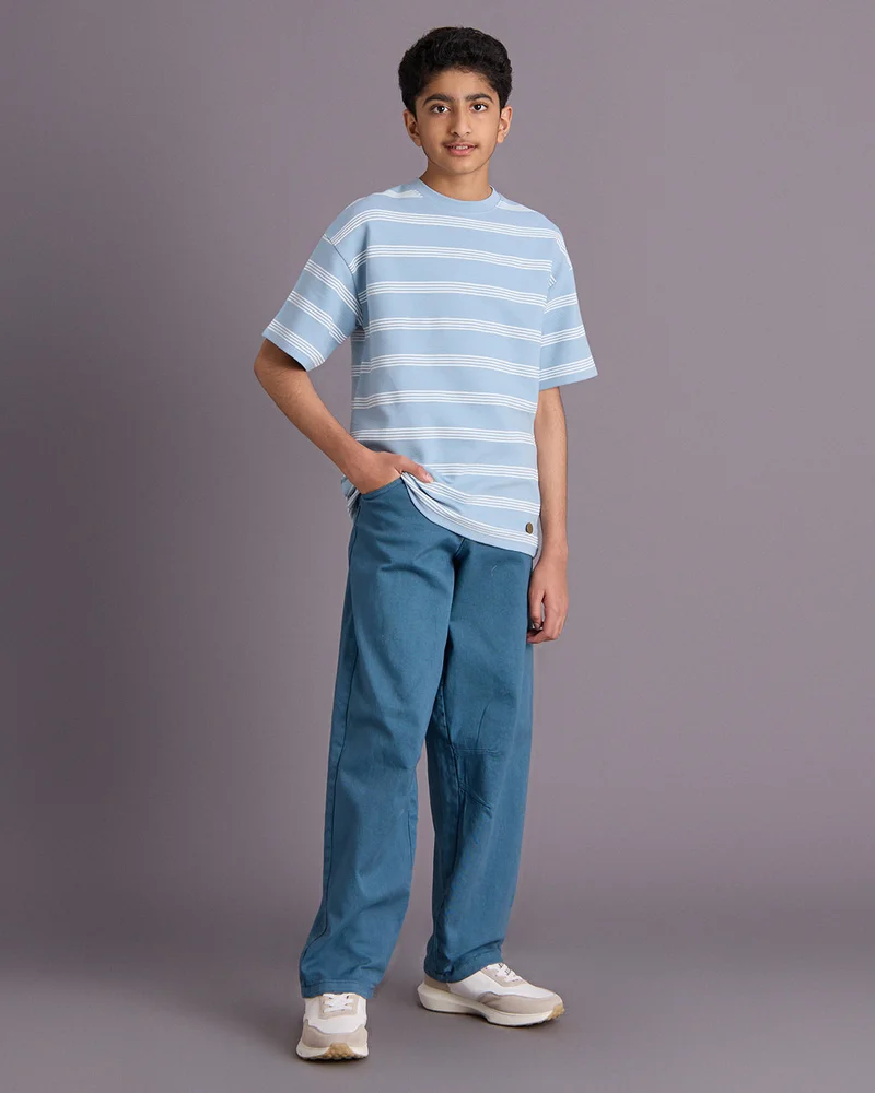 Redtag Boys Blue Baggy Fit Casual Trousers