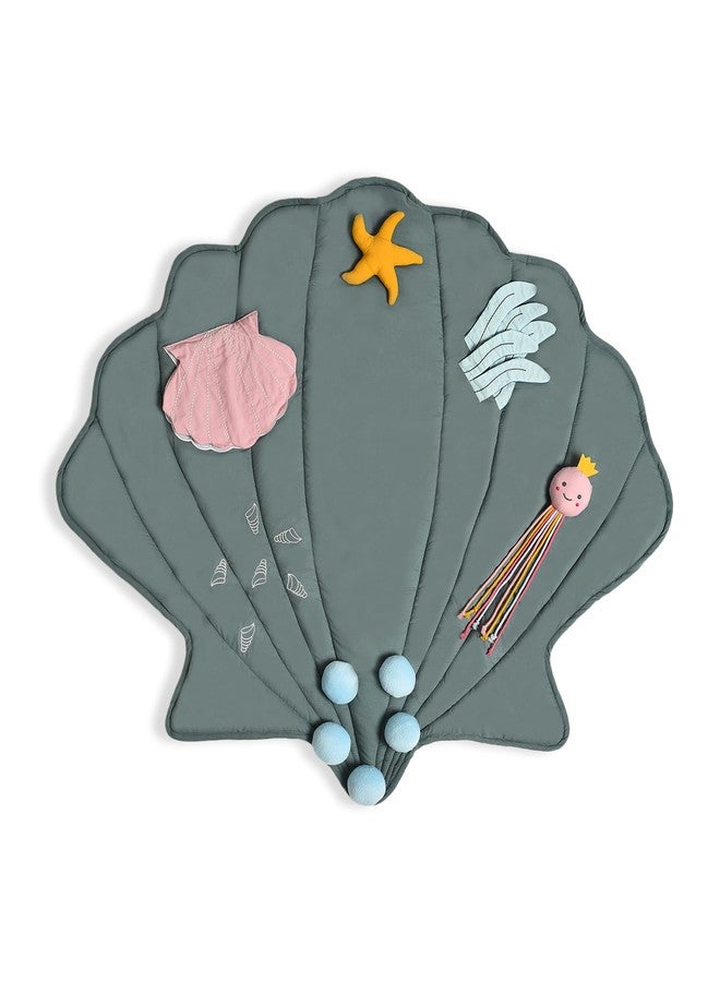 Mi Arcus Sea World-Themed Soft Cushioned Kids Play Mat - Fun & Educational with Attached Playful Elements, Green, for Ages 0-6 Months - Image 1