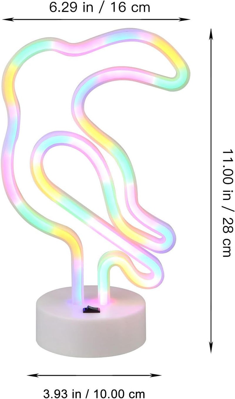 POPETPOP Toucan Shape LED Neon Table Lamp Acrylic Backplate Decorative Bedside Light Colorful Atmosphere Lamp for Bedroom and Living Room USB Powered Multipurpose - Image 2