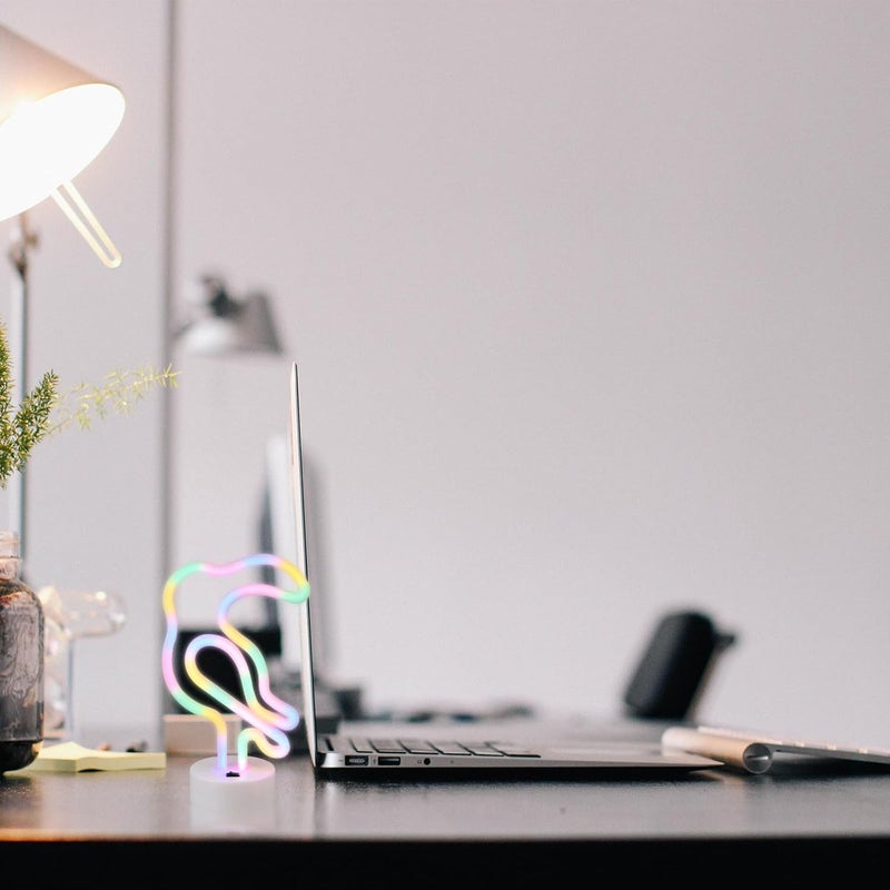 POPETPOP Toucan Shape LED Neon Table Lamp Acrylic Backplate Decorative Bedside Light Colorful Atmosphere Lamp for Bedroom and Living Room USB Powered Multipurpose - Image 5