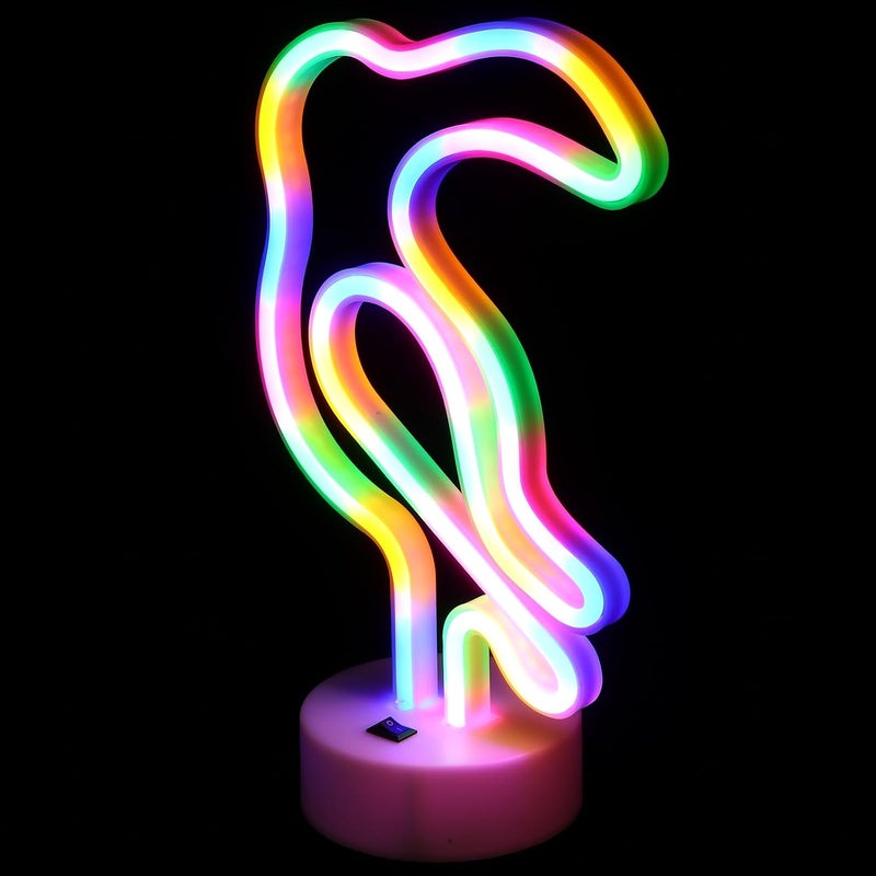 POPETPOP Toucan Shape LED Neon Table Lamp Acrylic Backplate Decorative Bedside Light Colorful Atmosphere Lamp for Bedroom and Living Room USB Powered Multipurpose - Image 1