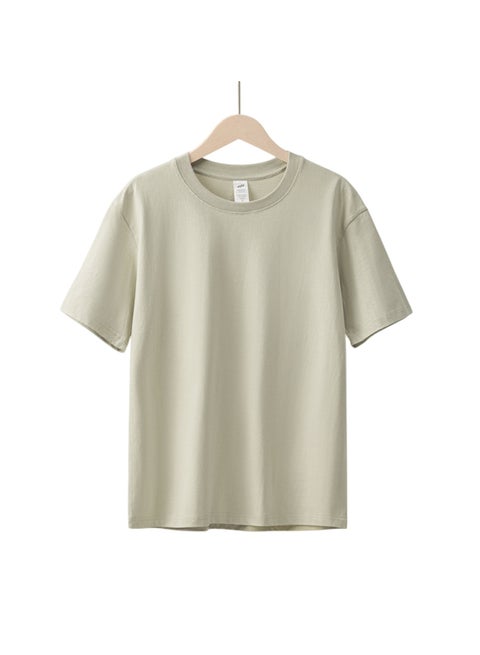 Cotton Short Sleeve T-Shirt Light Green , Size XL